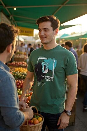 Erkek  Yumuşak Pamuklu Kumaş Baskılı T-Shirt