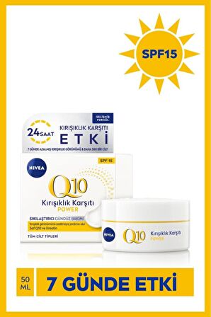 Nivea Q10 Power Kırışık Karşıtı Gündüz Bakım Kremi 50 Ml, Spf15 Güneş Koruması, Sıkılaştırıcı, Keratin