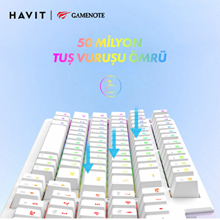 Havit Gamenote KB885L RGB Backlit Gaming Mekanik Klavye Beyaz