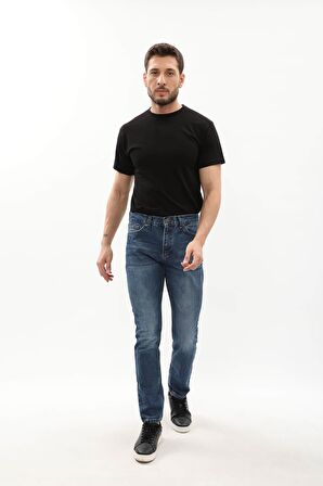 Erkek Regular Fit Mavi Jean Pantolon