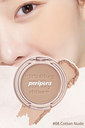 Pastel Tonlarda Sebum Dengeleyici Toz Allık Peripera Pure Blushed Sunshine Cheek (08 Cotton Nude)