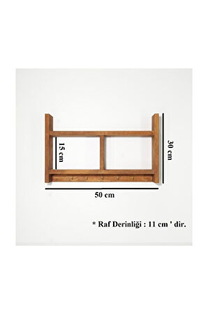 Ahşap Baharatlık Mutfak Rafı Banyo Rafı Duvar Rafı Halatlı Iki Bölmeli