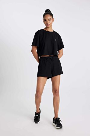 DeFactoFit Standart Fit Sporcu Düz Paça Ribana Şort A9919AX24SMBK81