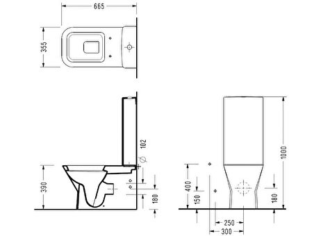 Serel Diagonal 66 cm Duvara Sıfır Klozet 60 cm Rezervuar ile DG84STS110H