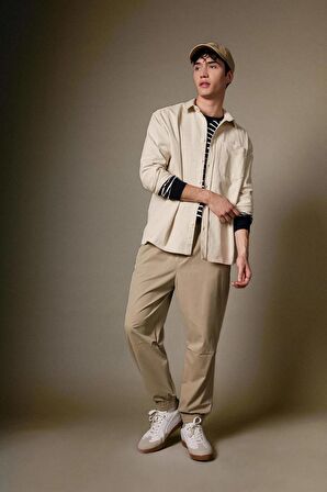 DeFacto Jogger Gabardin Pantolon Regular Beli Bağcıklı Cepli Lastikli Paça B7493AX24SPBG783