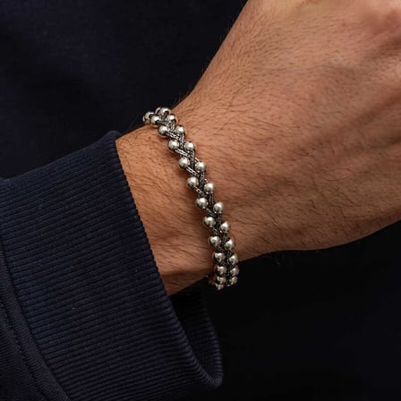 925 Ayar Gümüş Oksitli Toplu Erkek Bileklik