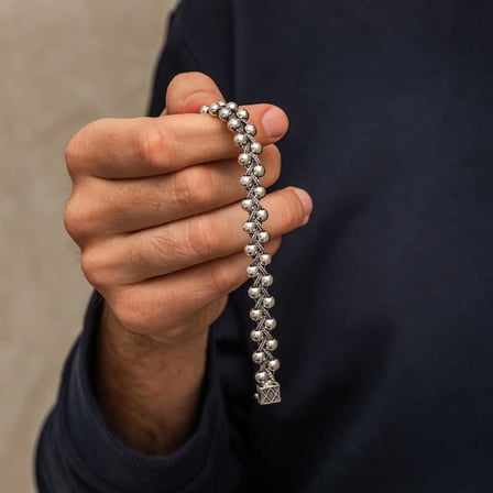 925 Ayar Gümüş Oksitli Toplu Erkek Bileklik