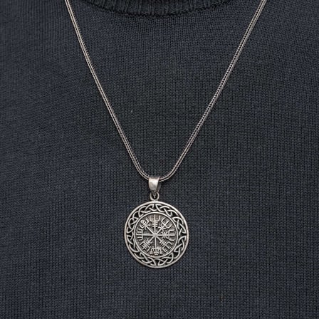 925 Ayar Gümüş Vegvisir Viking Pusulası Erkek Kolye