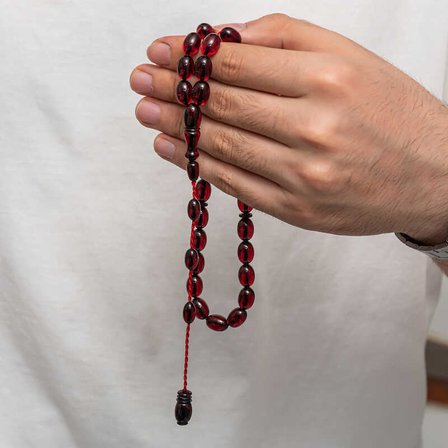 36 cm Özel Döküm Sıkma Kehribar Erkek Tesbih