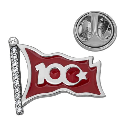 925 Ayar Gümüş 100. Yıl Ay Yıldız Rozet