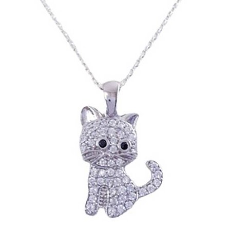 925 Ayar Gümüş Zirkon Taşlı Kedi Kolye