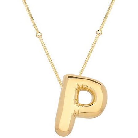 925 Ayar Gümüş Gold Balon "P" Harfi Kolye