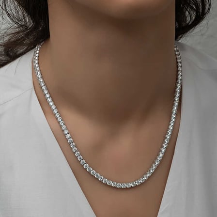 925 Ayar Gümüş 4 mm Beyaz Taşlı Su Yolu Kadın Kolye
