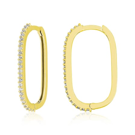 925 Ayar Gold Kaplama Zirkon Taşlı Halka Gümüş Kadın Küpe