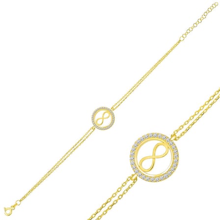 925 Ayar Gümüş Gold Sonsuzluk Kadın Bileklik