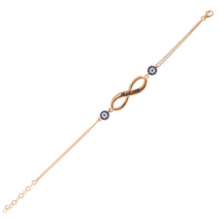 925 Ayar Gümüş Rose Gold Nazarlı Sonsuzluk Kadın Bileklik