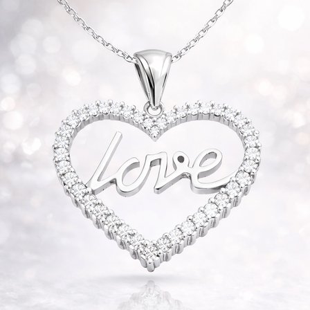 925 Ayar Gümüş Zirkon Taşlı Love Kadın Kolye