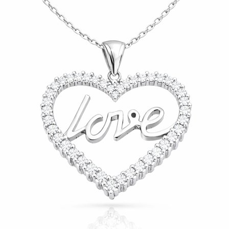 925 Ayar Gümüş Zirkon Taşlı Love Kadın Kolye