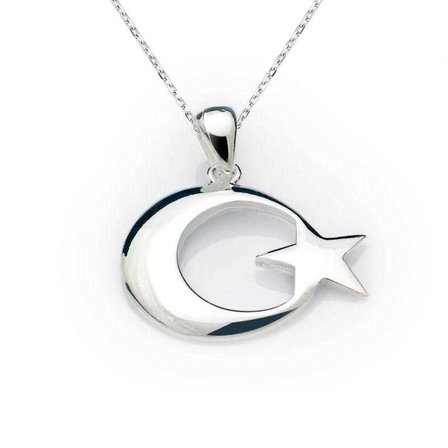 925 Ayar Gümüş Ay Yıldız Kadın Kolye
