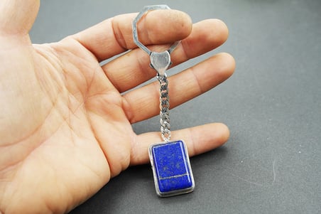 Lapis Taşlı 925 Ayar Gümüş Anahtarlık