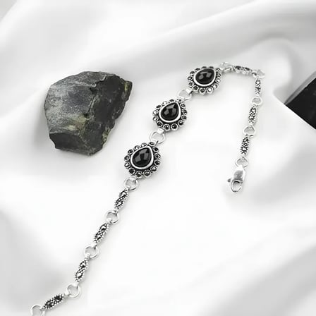 Ayça 925 Ayar Oltu Taşlı Gümüş Bileklik