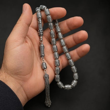 925 Ayar Gümüş Kafes Model Kapsül Kesim Tespih
