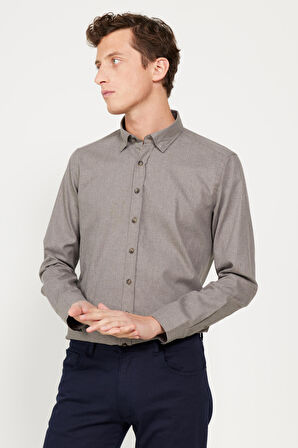 Slim Fit Dar Kesim Düğmeli Yaka Flanel Oduncu Gömlek