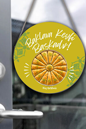 Baklava Salonu Duvar, Kapı, Tek Taraflı Askılı Pano Karşılama Tabelası, Baklava Dükkan Süsü