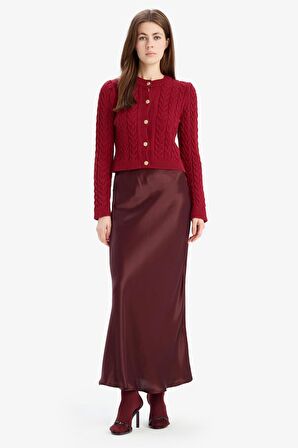 DeFacto A Kesim Normal Bel Saten Midi Etek B1867AX25SPBR234