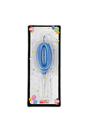 Sıfır 0 Sayı Rakam Mum Mavi Renk Yaş Pasta Mumu Doğum Günü