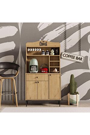 Mezza 5222 SIESTA 90 CM KAHVE KÖŞESİ ÇOK AMAÇLI DOLAP 3 KAPAKLI 1 ÇEKMECELİ KİLER MUTFAK DOLABI SEPET