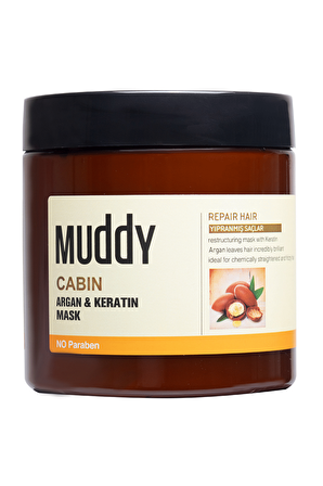 MUDDY ZAYIFLAMIŞ KURU MAT NEMİNİ KAYBETMİŞ SAÇLARA CABIN ARGAN&KERATIN MASK 500 ml.