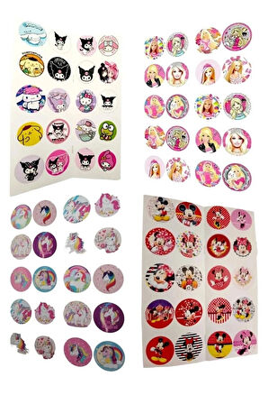 Kuromi Unicorn Barbie Minnie Boyama Kitabı Stickerlı Arka Kapak Maske 12'li Boya Kalemi Hediye