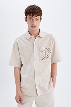 DeFacto Relax Fit Yazlık Polo Yaka Pamuklu Kısa Kollu Gömlek C7556AX24SMBG750