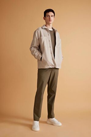 DeFacto Relax Fit Polo Yaka Yün Görünümlü Gömlek Ceket B7382AX24SPBG210