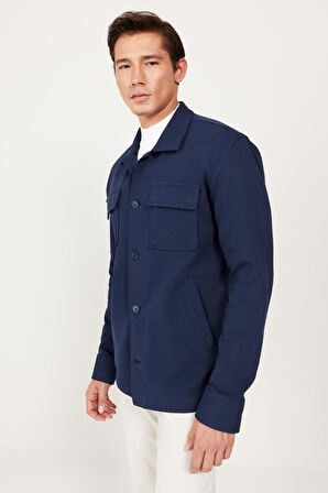 Oversize Fit Bol Kesim Klasik Yaka Pamuklu Desenli Gömlek Ceket