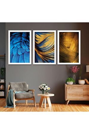 GOLD AYNALI PLEKSİ ÇERÇEVELİ MİNİMALİST GÜNEŞ MANZARALI BEYAZ ALTIN SARISI SOYUT ÇİZİM TABLO