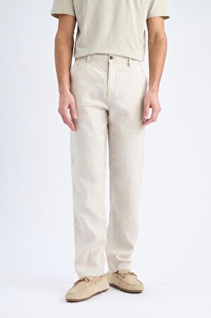 DeFacto %100 Keten Relax Fit Rahat Kesim Düz Paça Yazlık Pantolon C1117AX25SPGR350