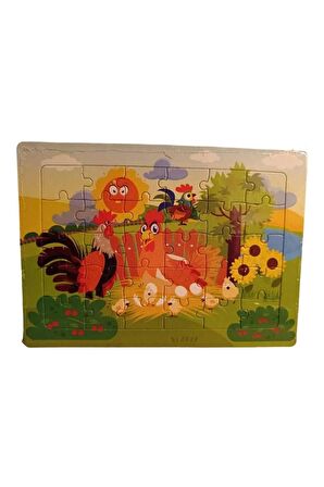 Puzzle Çocuk Eğitici Yapboz Sevimli Kümes Hayvanları 30 Parça 27*19 cm