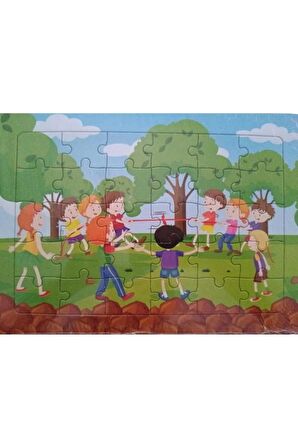 Puzzle Çocuk Eğitici Yapboz Neşeli Çocuklar Oyunu 30 Parça 27*19 cm