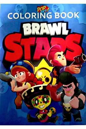 Brawl Stars Boyama Kitabı Stickerlı (Arka Kapak Kesilerek Maskeli ) 12'Li Kuru Boya Kalemi Hediyeli