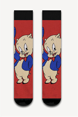 Domuz Porky Desenli Unisex Çorap
