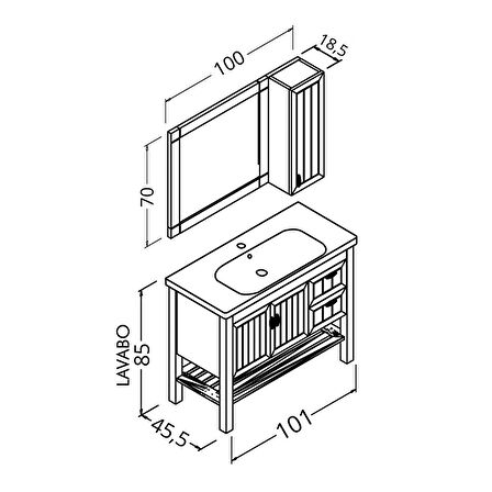 HELEN 100 CM BANYO DOLABI BEYAZ - BOY DOLAP HARİÇ 