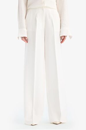 Afra x Defacto Wide Leg Tensel Kumaş Pantolon Cepli Yüksek Bel Geniş Paça