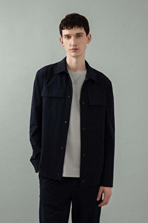 DeFacto Regular Fit Polo Yaka Çıtçıt Kapamalı Cepli Teknik Gömlek Ceket B7396AX24SPNV106