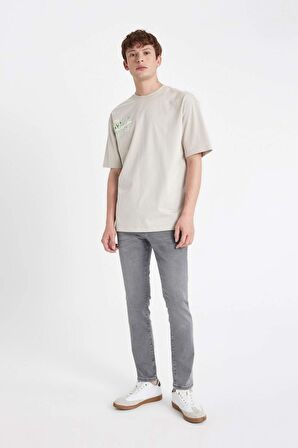 DeFacto Oversize Fit Bisiklet Yaka Sırt Baskılı Kısa Kollu Tişört C5678AX24HSBG783