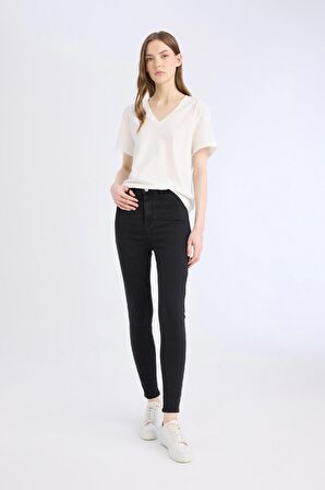 Jegging Yüksek Bel Bilek Boy Dar Paça Basic Düz Jean Pantolon