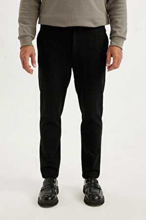 Siyah Tailored Regular Fit Düz Paça Cepli Pantolon