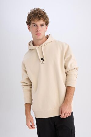 DeFacto Oversize Geniş Kalıp Kapüşonlu Sırt Baskılı Sweatshirt D0851AX24AUBG702