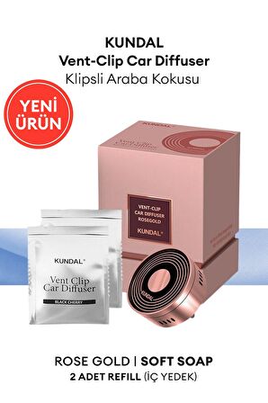 Klipsli Araba Kokusu Rose Gold (Soft Soap) KUNDAL Vent-Clip Car Diffuser Rose Gold
